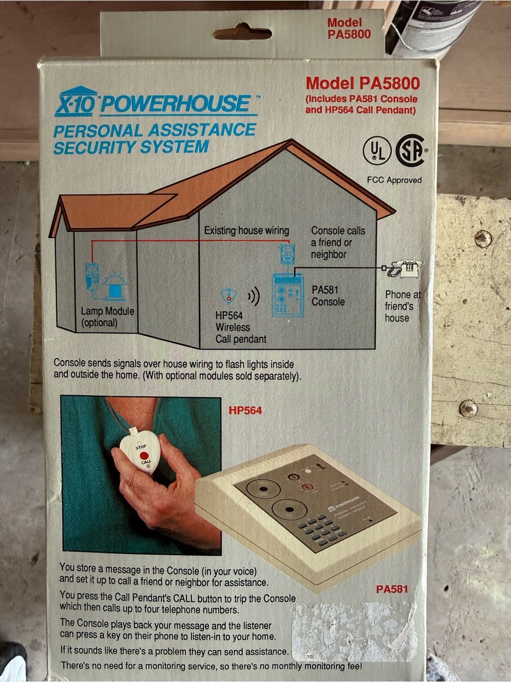 X-10 Powerhouse PA5800 Personal Assistance Security System w/ Call Pendant New